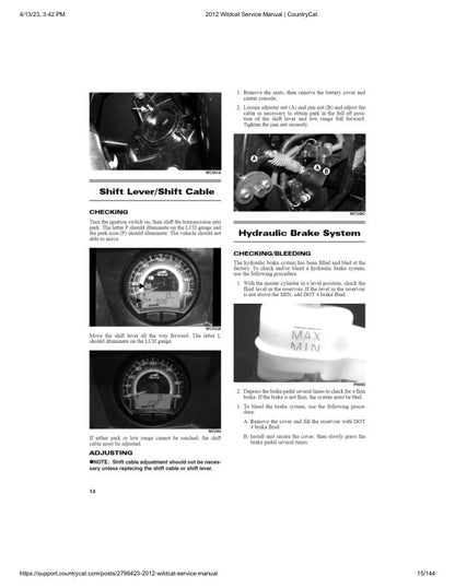 Arctic Cat Wildcat 1000 UTV Service Manual table of contents