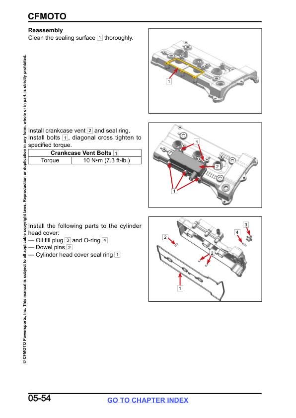 CFMOTO UFORCE U10 UTV Service Manual sample page with technical illustrations