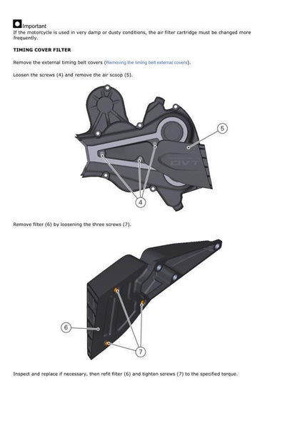 Ducati xDiavel S Motorcycle Service Manual table of contents
