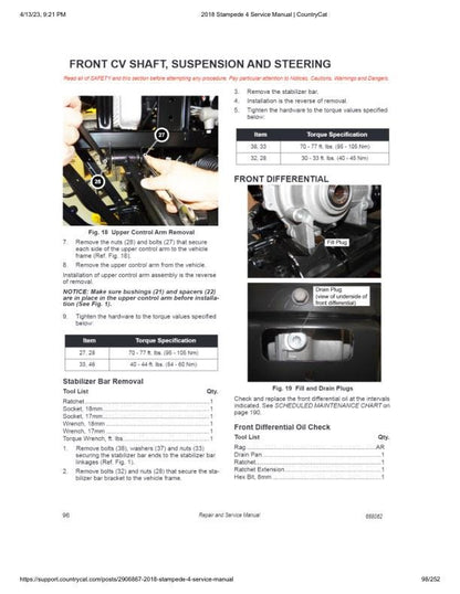 Textron (Arctic Cat) Stampede XTR UTV Service Manual sample page from the repair manual