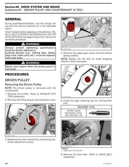 Skidoo Grand Touring 600 900 Snowmobile Service Manual sample page with service data and tables