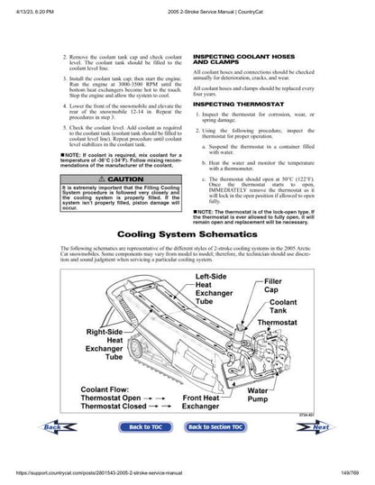 Arctic Cat F5 F6 F7 M5 M7 Panther Pantera ZR Snowmobile Service Manual sample page showing repair procedures