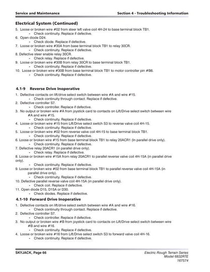 Skyjack 6826 6832 Rough Terrain Scissor Lift Service Manual sample page showing repair procedures