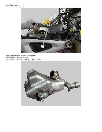 Ducati Multistrada V4 Pikes Peak Motorcycle Service Manual sample page showing repair procedures