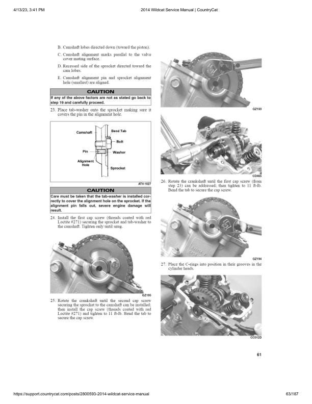 Arctic Cat Wildcat X 4X UTV Service Manual sample page with diagrams and specifications