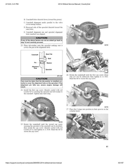 Arctic Cat Wildcat X 4X UTV Service Manual sample page with diagrams and specifications