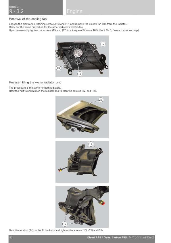 Ducati Diavel ABS Motorcycle Service Manual sample page with technical illustrations