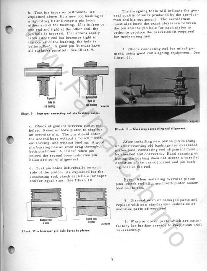 Farmall Cub Tractor Service Manual sample page with diagrams and specifications