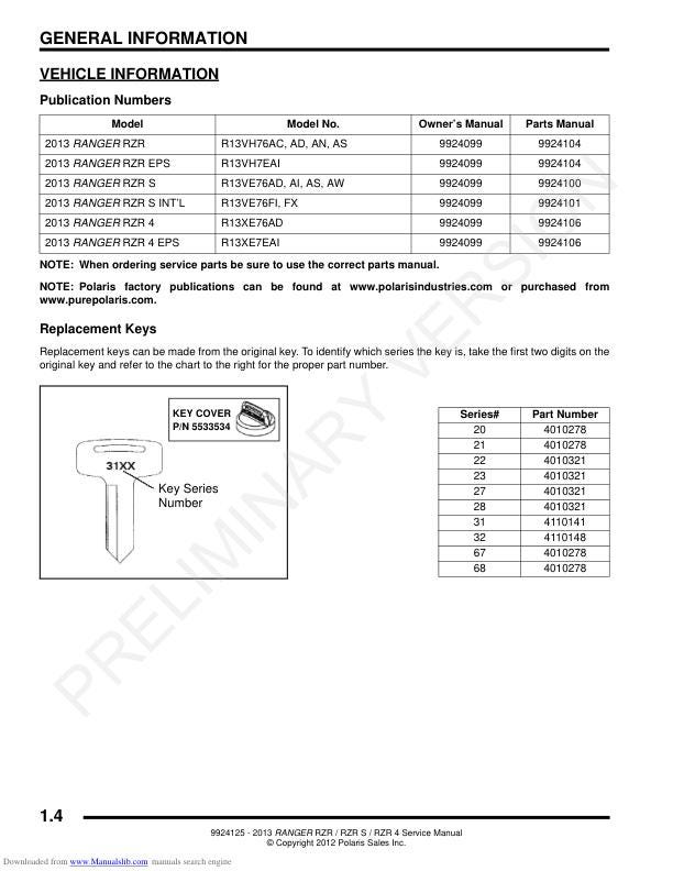 Polaris RZR Ranger 800 RZR-S RZR-4 UTV Service Manual sample page from service manual