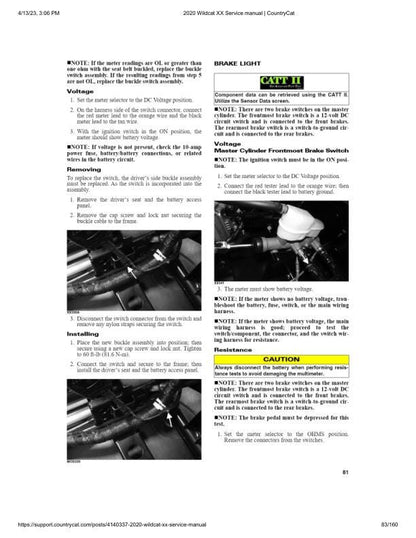 Arctic Cat Wildcat XX UTV Service Manual sample page from the repair manual