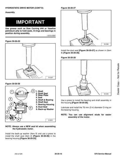 Bobcat S70 Skid Steer Loader Service Manual sample page from the repair manual