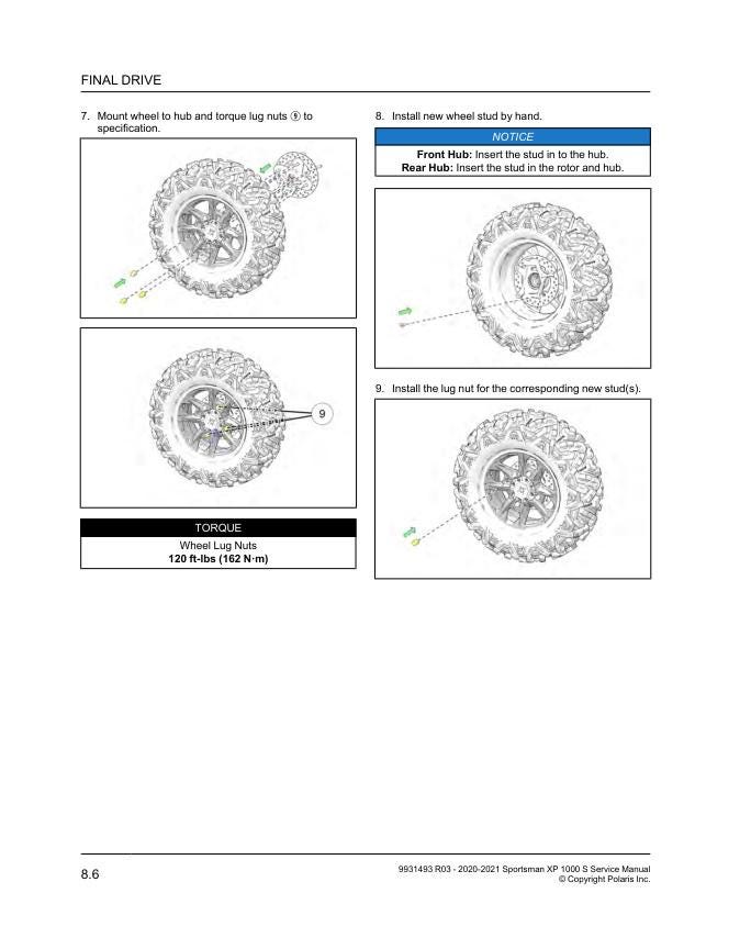 Polaris Sportsman XP 1000 ATV Service Manual sample page with technical illustrations