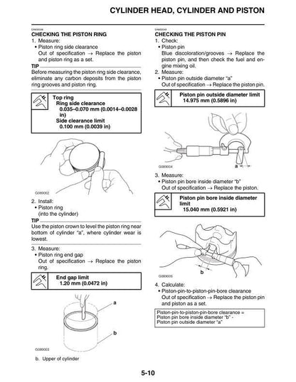 Yamaha YZ 125 XN Motorcycle Service Manual sample page with technical illustrations