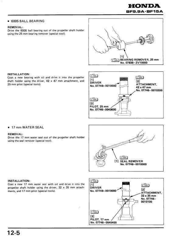 Honda BF9.9A BF15A Outboard Service Manual sample page from the repair manual