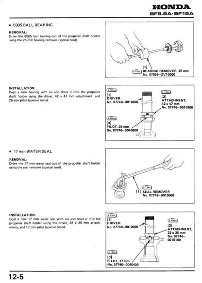 Honda BF9.9A BF15A Outboard Service Manual sample page from the repair manual