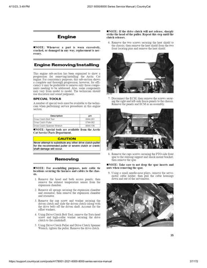 Arctic Cat ZR Riot Norseman Alpha One Snowmobile Service Manual sample page showing repair procedures