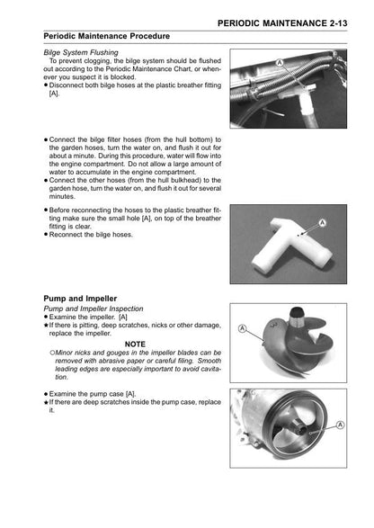 Kawasaki Jetski Ultra 150 Service Manual sample page with diagrams and specifications