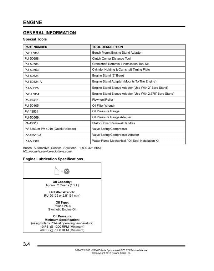 Polaris Sportsman 570 EFI ATV Service Manual sample page from service manual