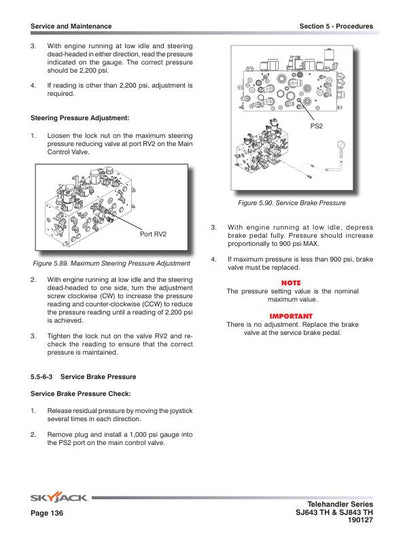 Skyjack SJ 643 843 Telehandler Telescopic Boom Service Manual sample page showing schematics and diagrams