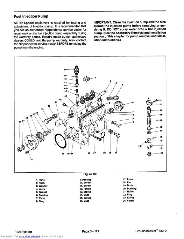 Toro Groundsmaster 580 D Mower Service Manual sample page with diagrams and specifications