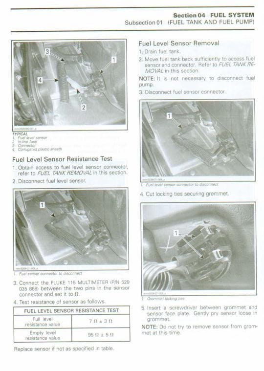 Skidoo REV XP XR Snowmobile Service Manual sample page showing repair procedures