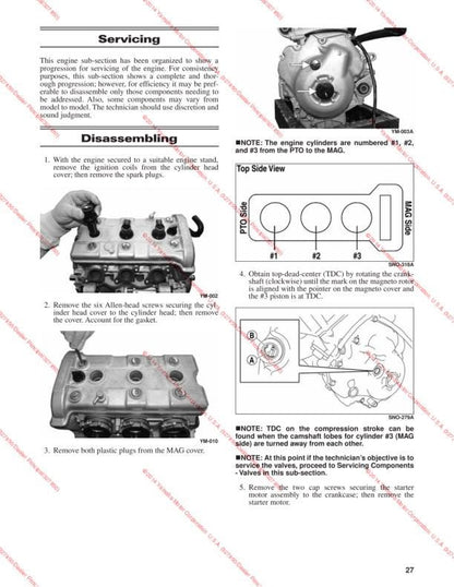 Yamaha SR Viper Snowmobile Service Manual sample page with diagrams and specifications