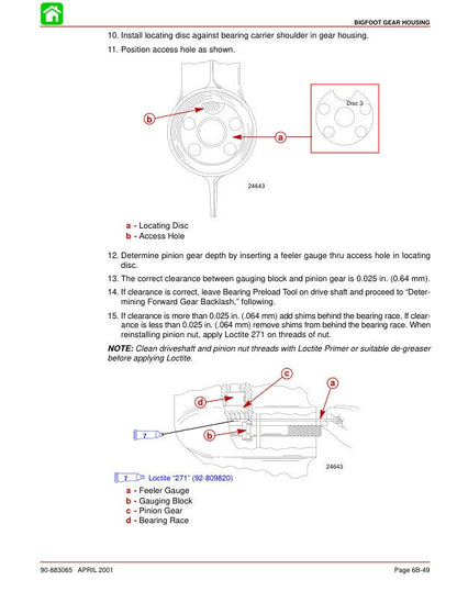 Mercury Mariner 40 45 50 Bigfoot Outboard Service Manual sample page showing repair procedures