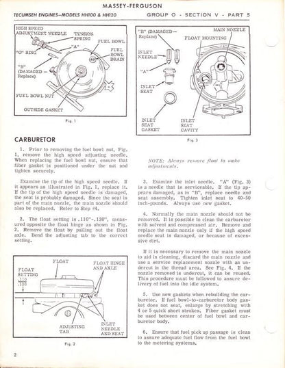 Massey Ferguson MF14 Tractor Service Manual sample page with service data and tables