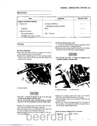 Kawasaki JetMate Service Manual sample page with technical illustrations