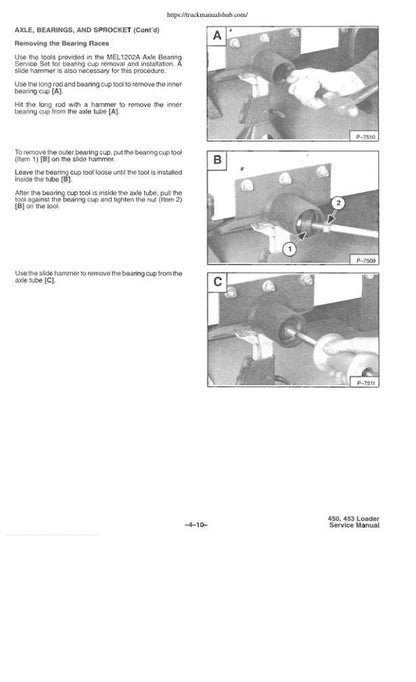 Bobcat 450 453 Skid Steer Loader Service Manual sample page showing repair procedures