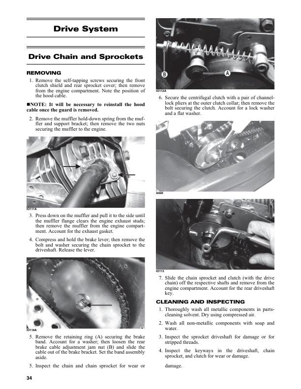 Skidoo MXZ120 Snowmobile Service Manual sample page with technical illustrations