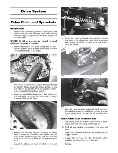 Skidoo MXZ120 Snowmobile Service Manual sample page with technical illustrations
