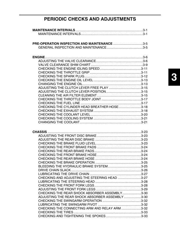 Yamaha YZ450FXN Motorcycle Service Manual table of contents