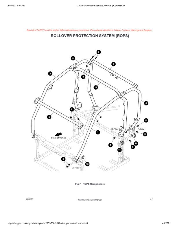 Textron (Arctic Cat) Stampede 900 UTV Service Manual sample page with diagrams and specifications