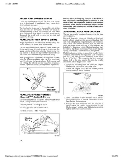 Arctic Cat Bearcat F5 F800 F1100 T570 TZ1 XF M Snowmobile Service sample page with service data and tables