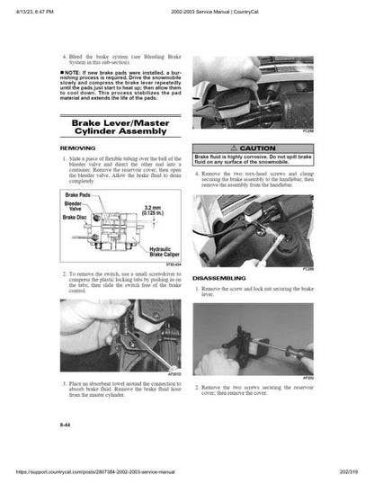 Arctic Cat Bearcat Wide Track Touring Trail Snowmobile Service Manual sample page from the repair manual