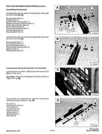 Bobcat 873G Skid Steer Loader Service Manual sample page showing repair procedures