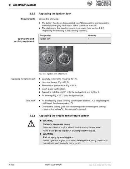 Wacker Neuson WL 48 50 Wheel Loader Service Manual sample page from the repair manual