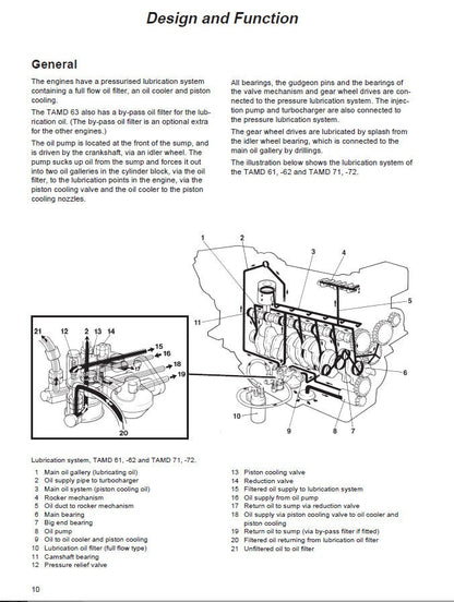 Volvo Penta TAMD  61A 62A 63L 63P 71A 71B 72A 72P 72WJ Service Manual sample page showing repair procedures