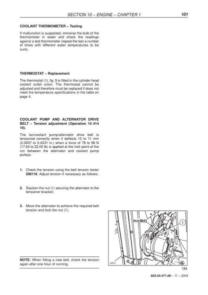 New Holland TD 60 70 80 90 95 Tractor Service Manual sample page with diagrams and specifications