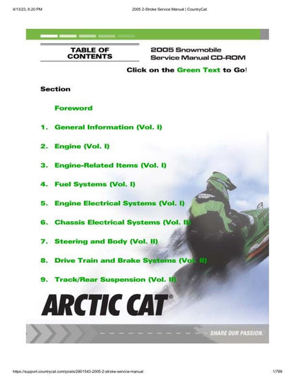Arctic Cat F5 F6 F7 M5 M7 Panther Pantera ZR Snowmobile Service Manual factory service manual title page