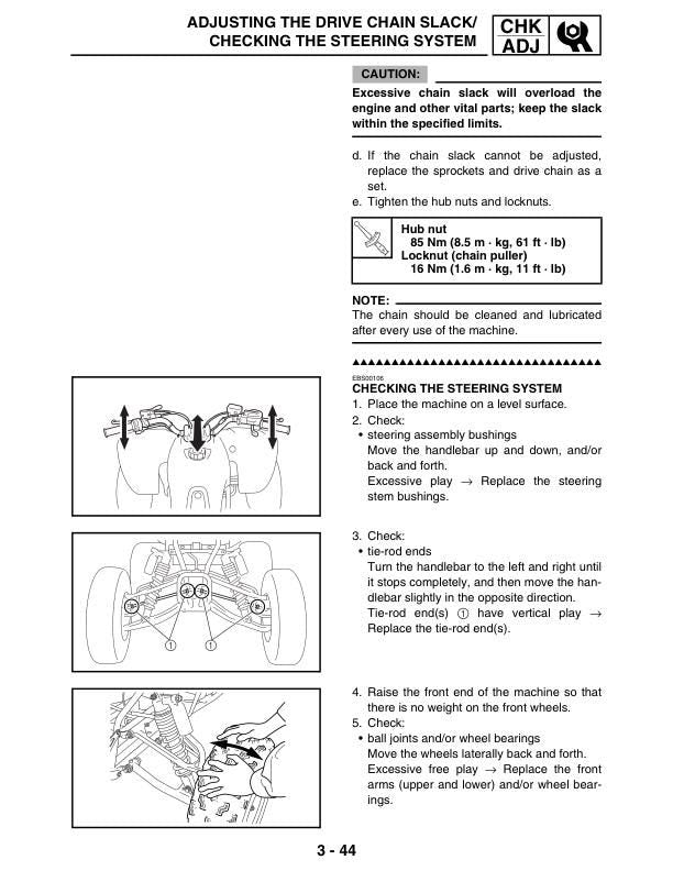 Yamaha YFZ450S Motorcycle Service Manual sample page from service manual