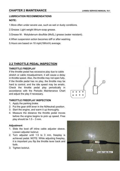 Linhai Crossfire E5 LH50U UTV Service Manual sample page from service manual