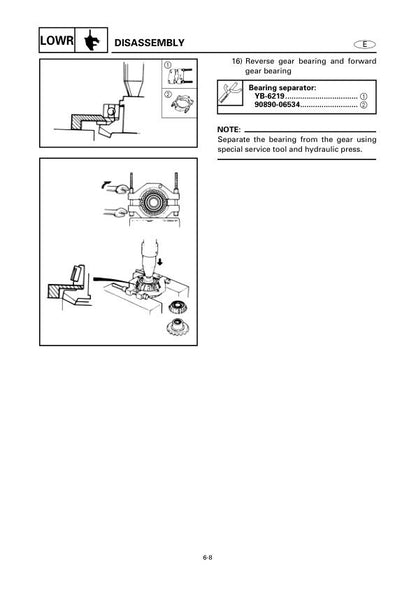 Yamaha 50G 60F 70B 75C 90A Outboard Service Manual sample page from the repair manual