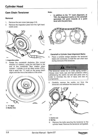 Triumph Sprint ST1050 Motorcycle Service Manual table of contents