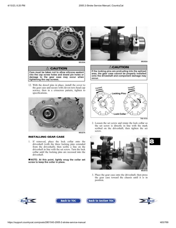 Arctic Cat F5 F6 F7 M5 M7 Panther Pantera ZR Snowmobile Service Manual sample page from the repair manual