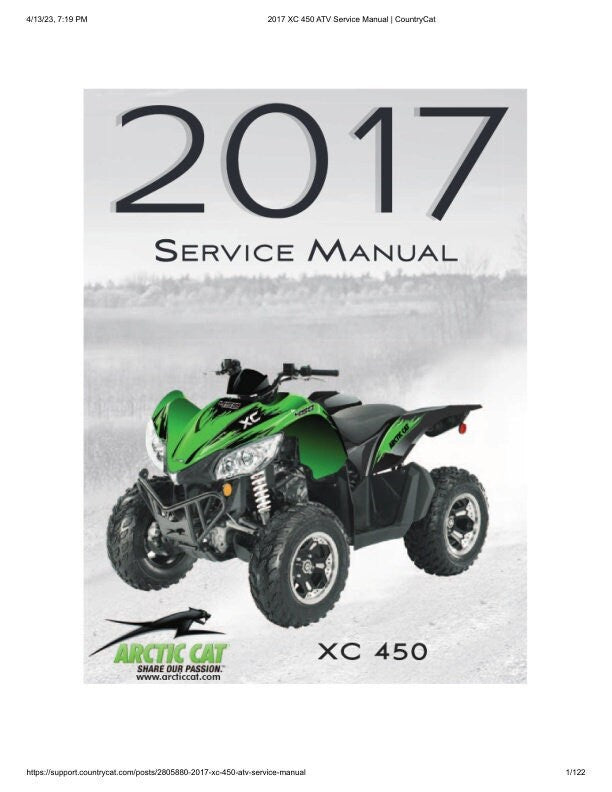 Arctic Cat Alterra XC 450 ATV Service Manual factory service manual title page