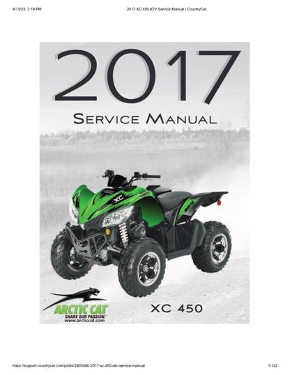 Arctic Cat Alterra XC 450 ATV Service Manual factory service manual title page