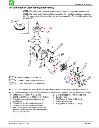 Mercury Optimax 115 135 150 175 Outboard Service Manual sample page showing repair procedures