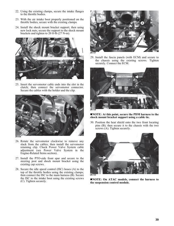Arctic Cat ZR Riot Norseman M Alpha One 8000 Snowmobile Service Manual sample page showing repair procedures